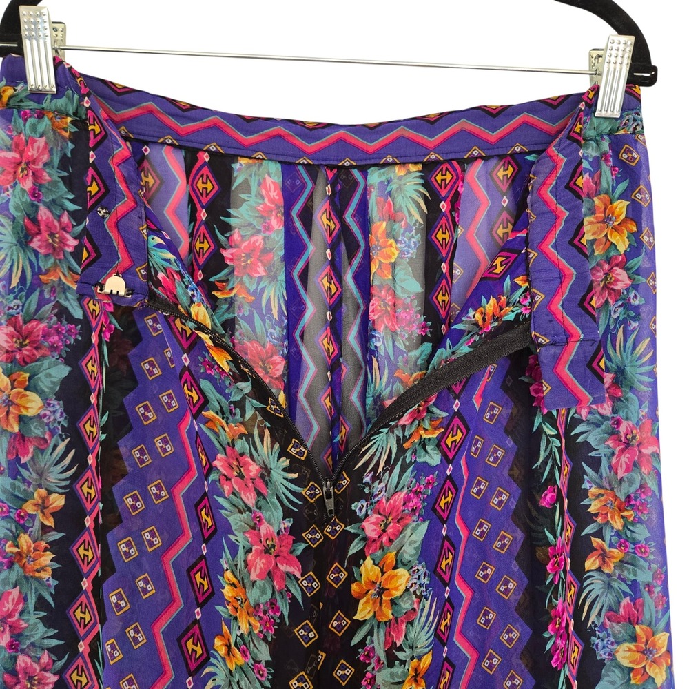 Vintage 100% Silk Sheer Wide Leg Cropped Palazzo Pants Sz 14 Boho Resortwear - Picture 5 of 10